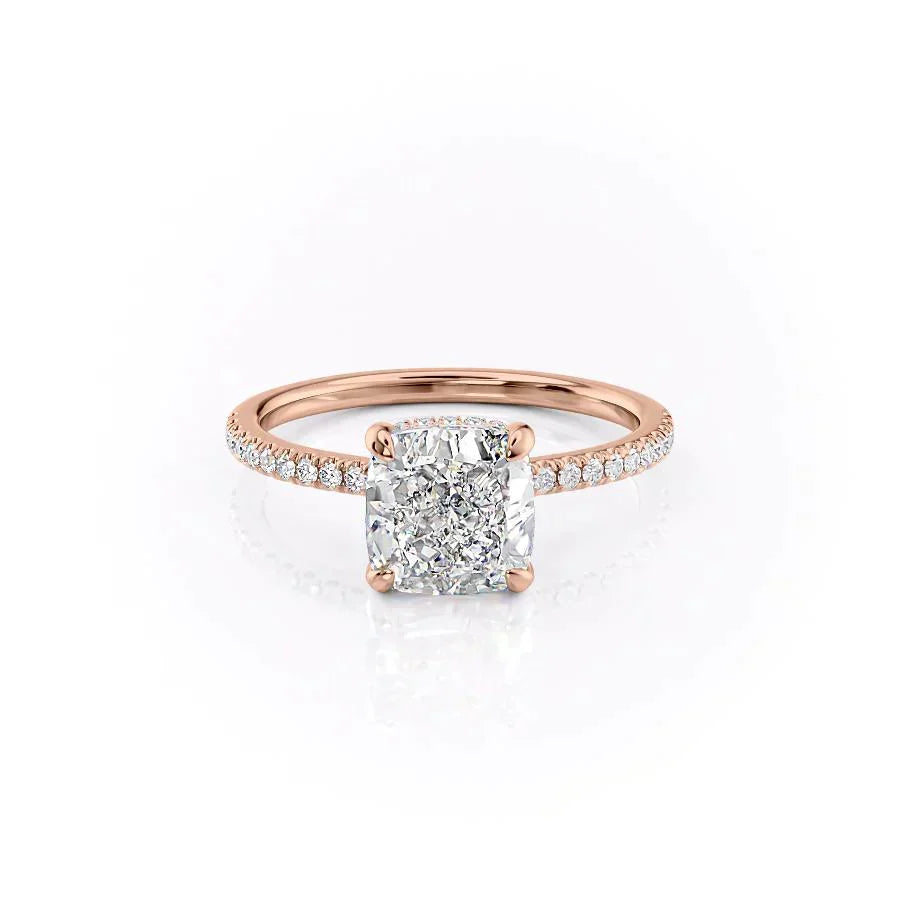 The Pave Aline Set With A 1.5 Carat Cushion Lab Diamond