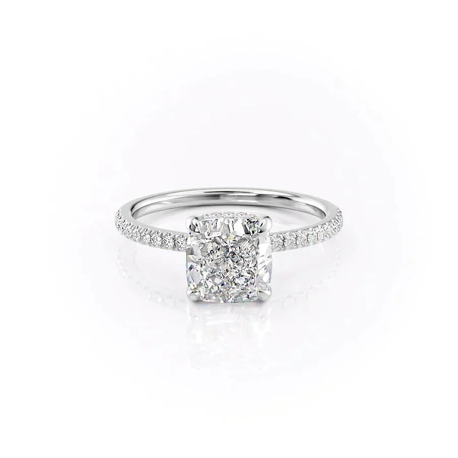 The Pave Aline Set With A 3 Carat Cushion Lab Diamond