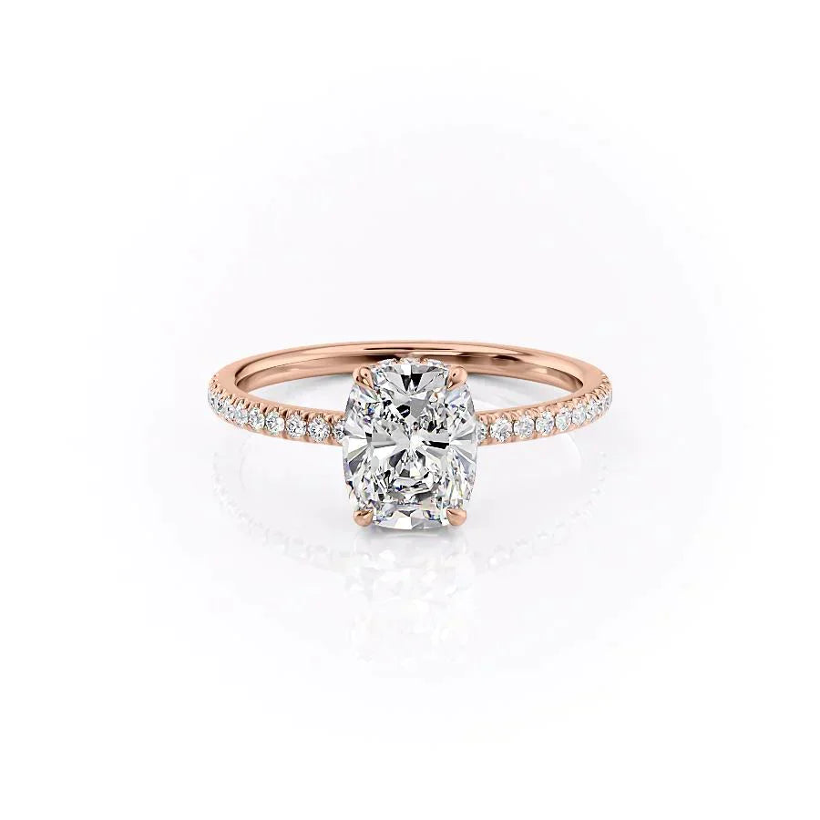 The Pave Aline Set With A 1 Carat Elongated Cushion Moissanite