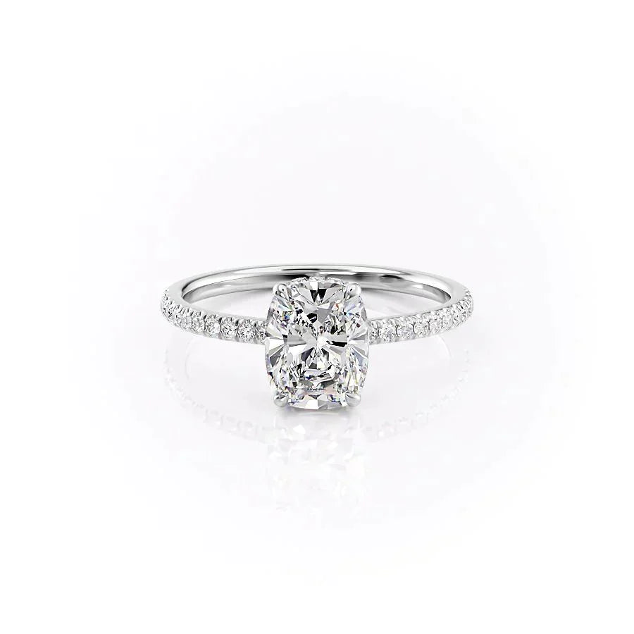 The Pave Aline Set With A 3 Carat Elongated Cushion Moissanite