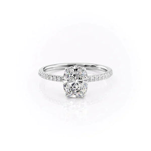 The Pave Aline Set With A 3 Carat Elongated Cushion Moissanite