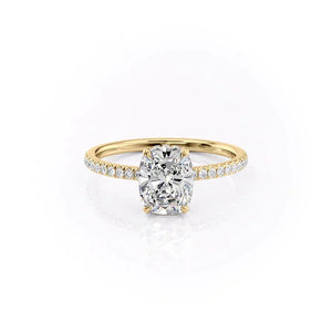 The Pave Aline Set With A 1 Carat Elongated Cushion Moissanite