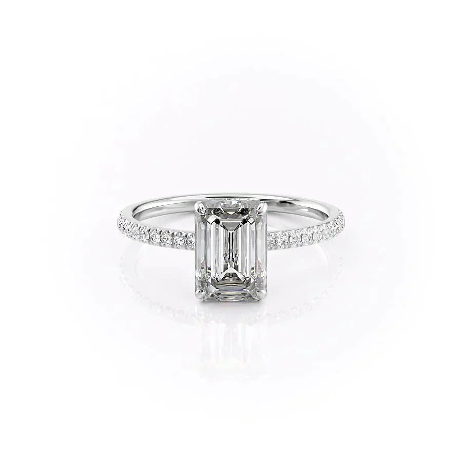 The Pave Aline Set With A 4 Carat Emerald Moissanite