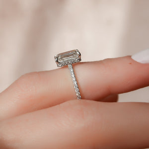 The Pave Aline Set With A 1.5 Carat Emerald Lab Diamond