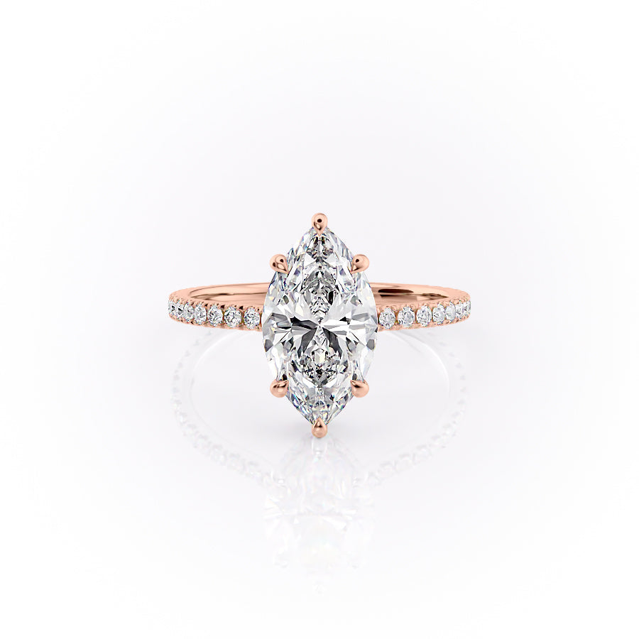 The Pave Aline Set With A 3 Carat Marquise Moissanite