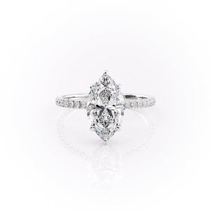 The Pave Aline Set With A 1.5 Carat Marquise Lab Diamond