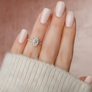 The Pave Aline Set With A 4 Carat Oval Moissanite