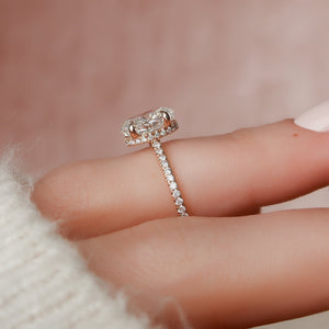 The Pave Aline Set With A 4 Carat Oval Moissanite