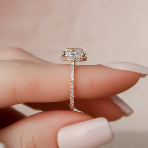The Pave Aline Set With A 4 Carat Oval Moissanite