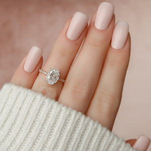 The Pave Aline Set With A 4 Carat Oval Moissanite