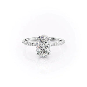 The Pave Aline Set With A 2.5 Carat Oval Lab Diamond