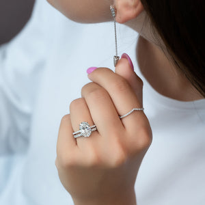 The Pave Aline Set With A 1 Carat Oval Lab Diamond