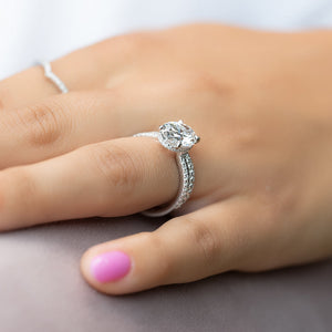 The Pave Aline Set With A Oval Lab Diamond