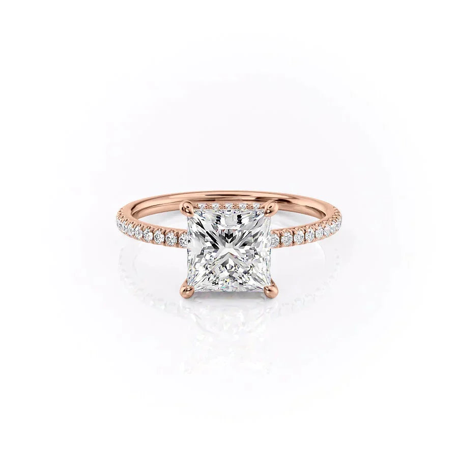 The Pave Aline Set With A 1.5 Carat Princess Lab Diamond