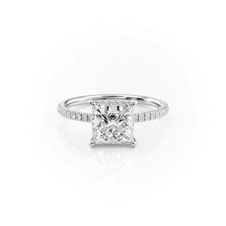 The Pave Aline Set With A 1 Carat Princess Moissanite