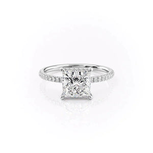 The Pave Aline Set With A 1.5 Carat Princess Lab Diamond