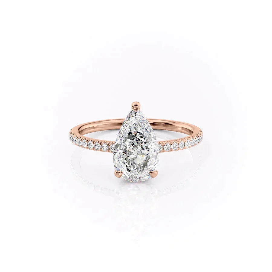 The Pave Aline Set With A 1 Carat Pear Lab Diamond