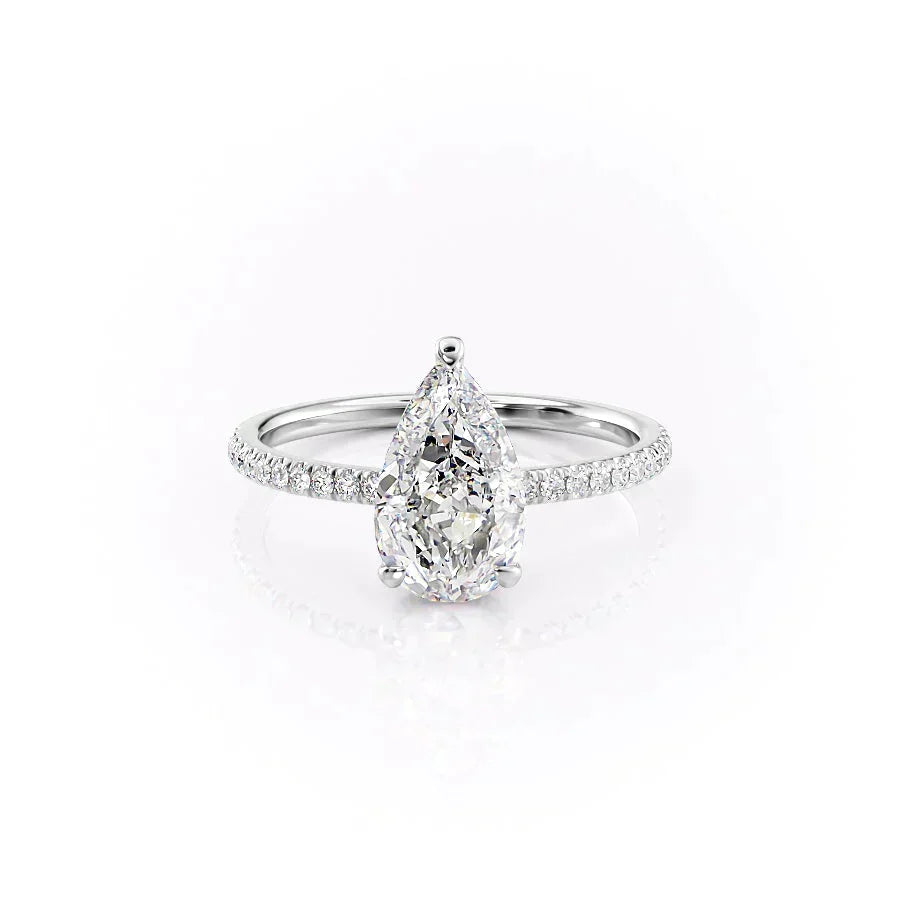 The Pave Aline Set With A 1 Carat Pear Moissanite