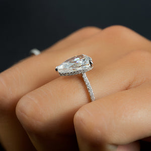 The Pave Aline Set With A Pear Moissanite