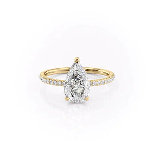 The Pave Aline Set With A 1.5 Carat Pear Lab Diamond