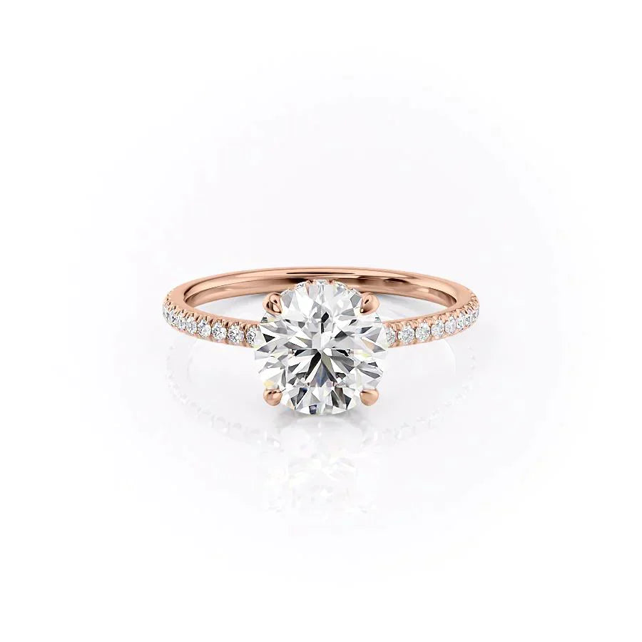 The Pave Aline Set With A 2.5 Carat Round Lab Diamond