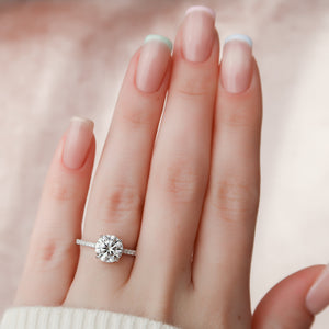 The Pave Aline Set With A Round Lab Diamond