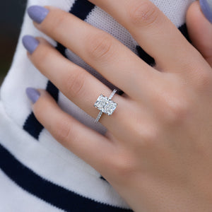 The Pave Aline Set With A 1 Carat Radiant Lab Diamond