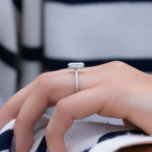 The Pave Aline Set With A 1 Carat Radiant Lab Diamond