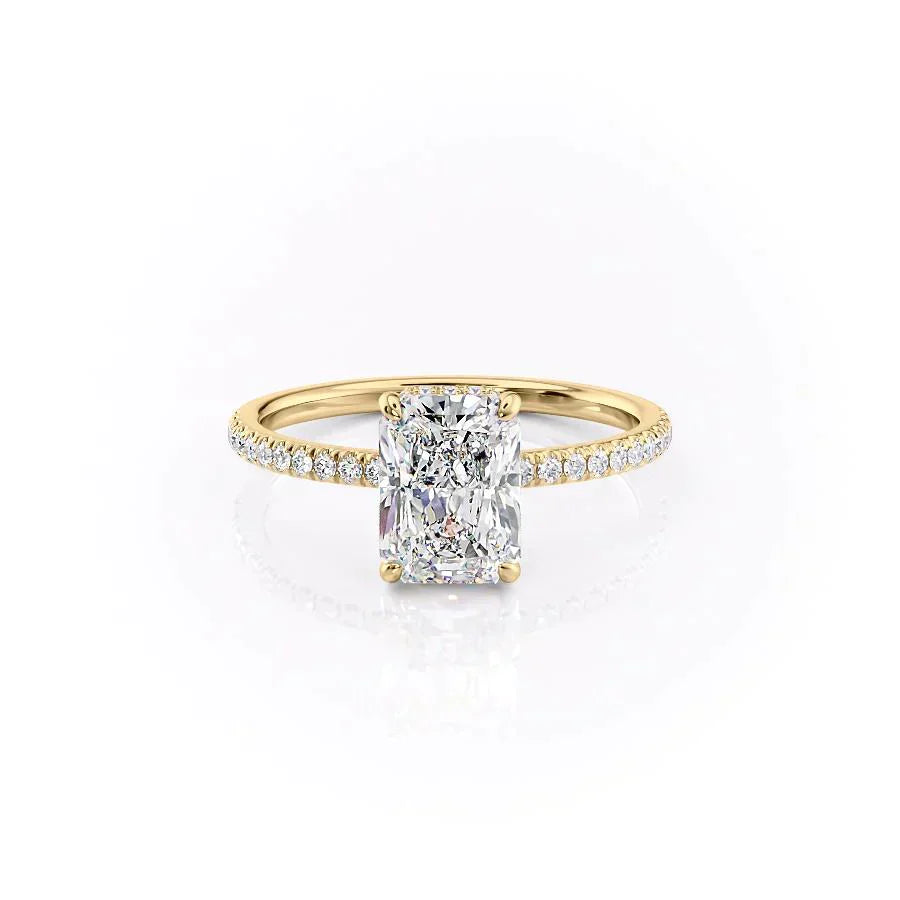 The Pave Aline Set With A 3 Carat Radiant Moissanite