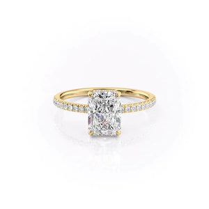 The Pave Aline Set With A 1 Carat Radiant Lab Diamond