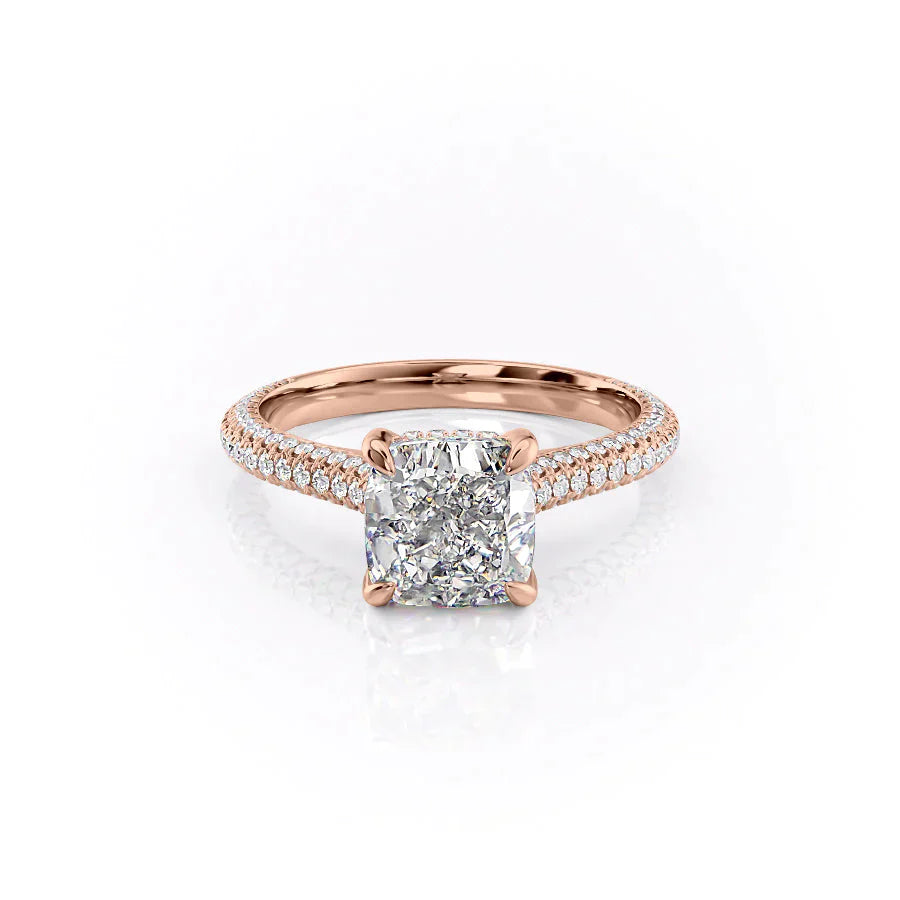 The Rachel Set With A 2.5 Carat Cushion Lab Diamond