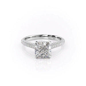 The Rachel Set With A 2.5 Carat Cushion Lab Diamond