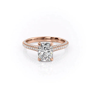 The Rachel Set With A 1.5 Carat Elongated Cushion Lab Diamond