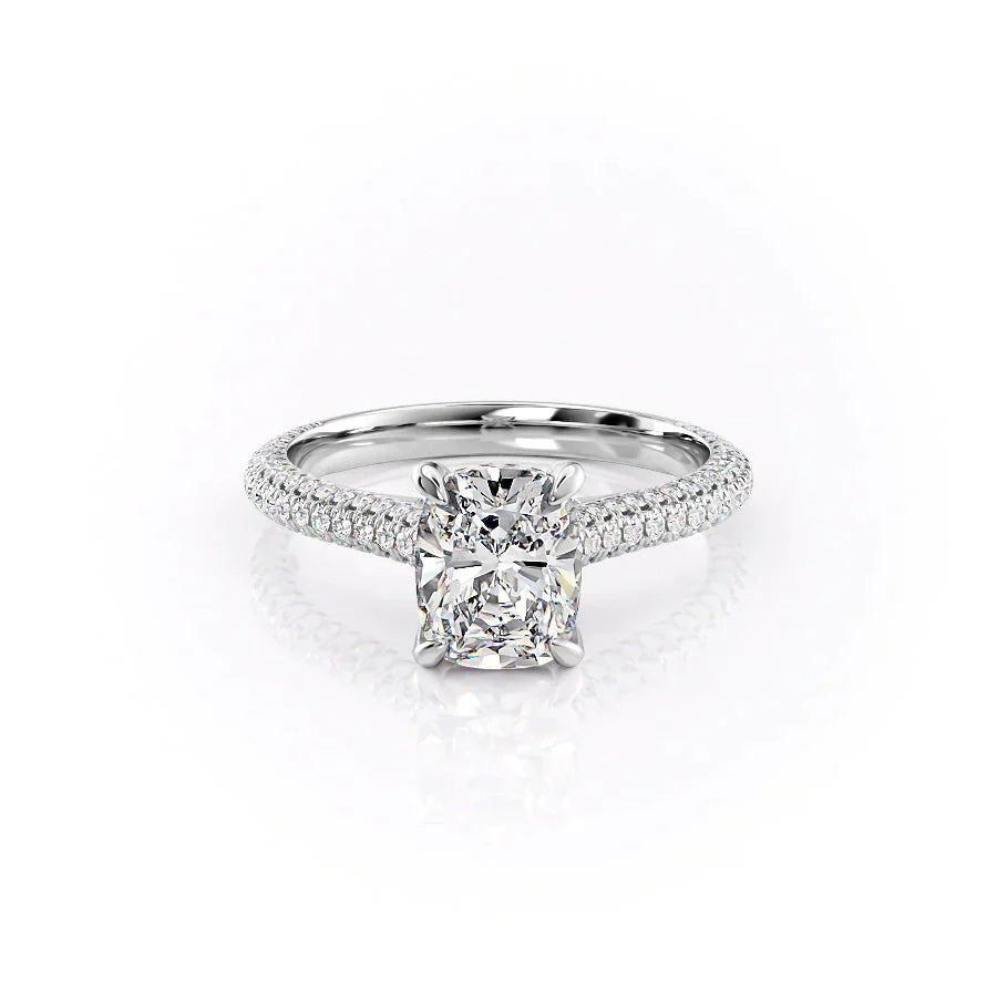 The Rachel Set With A 1 Carat Elongated Cushion Lab Diamond
