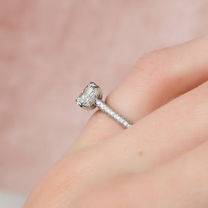 The Rachel Set With A 2.5 Carat Elongated Cushion Lab Diamond