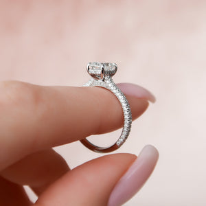 The Rachel Set With A 2.5 Carat Elongated Cushion Lab Diamond