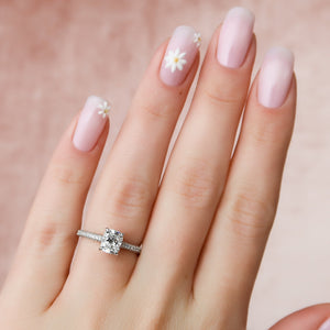 The Rachel Set With A 2.5 Carat Elongated Cushion Lab Diamond