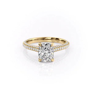 The Rachel Set With A 1.5 Carat Elongated Cushion Lab Diamond