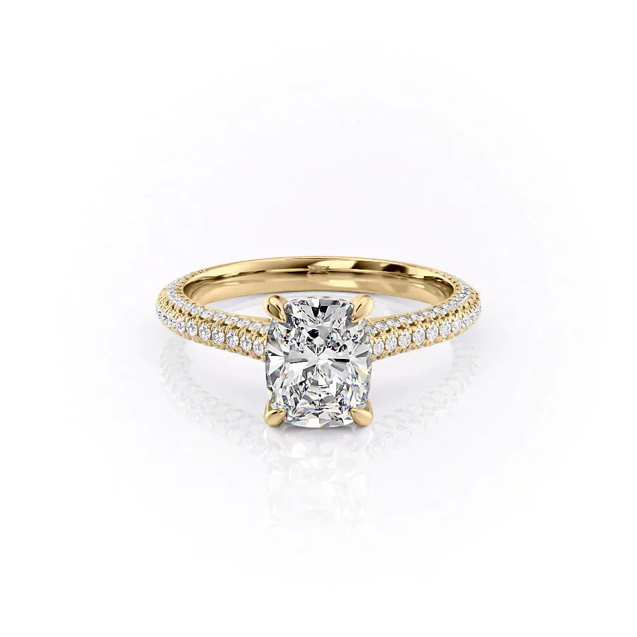 The Rachel Set With A 2.5 Carat Elongated Cushion Lab Diamond