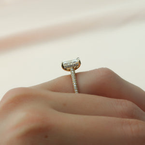 The Rachel Set With A 1 Carat Elongated Cushion Lab Diamond
