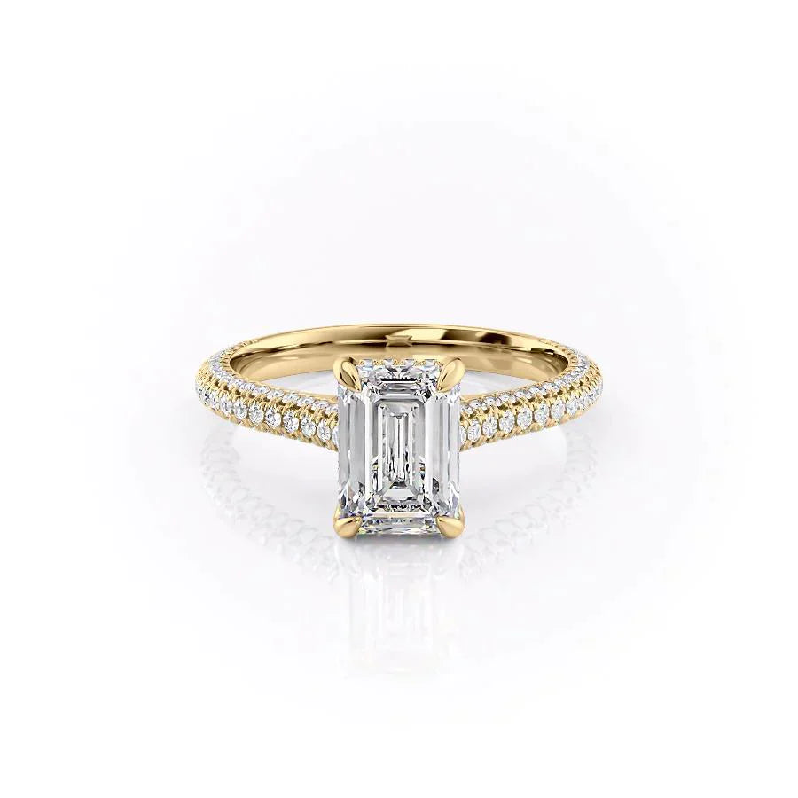 The Rachel Set With A 3 Carat Emerald Lab Diamond