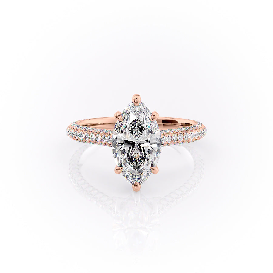 The Rachel Set With A 1.5 Carat Marquise Lab Diamond