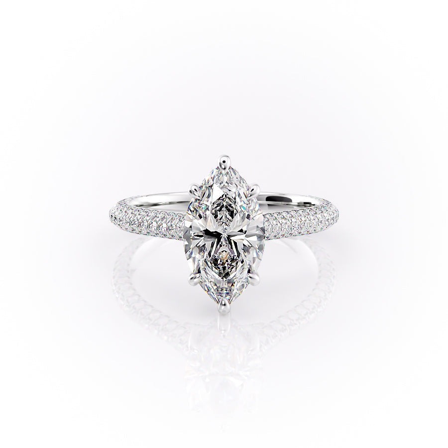 The Rachel Set With A 2.5 Carat Marquise Lab Diamond