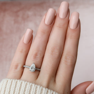 The Rachel Set With A Pear Lab Diamond