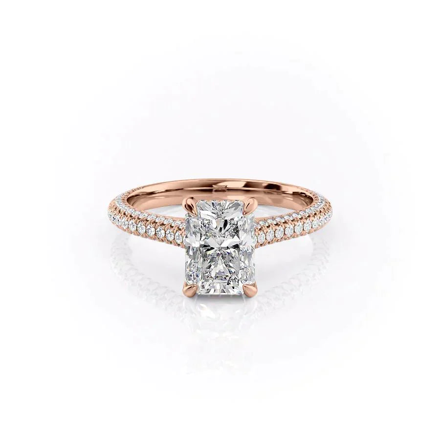 The Rachel Set With A 2.5 Carat Radiant Lab Diamond
