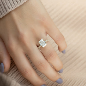 The Rachel Set With A 1 Carat Radiant Lab Diamond