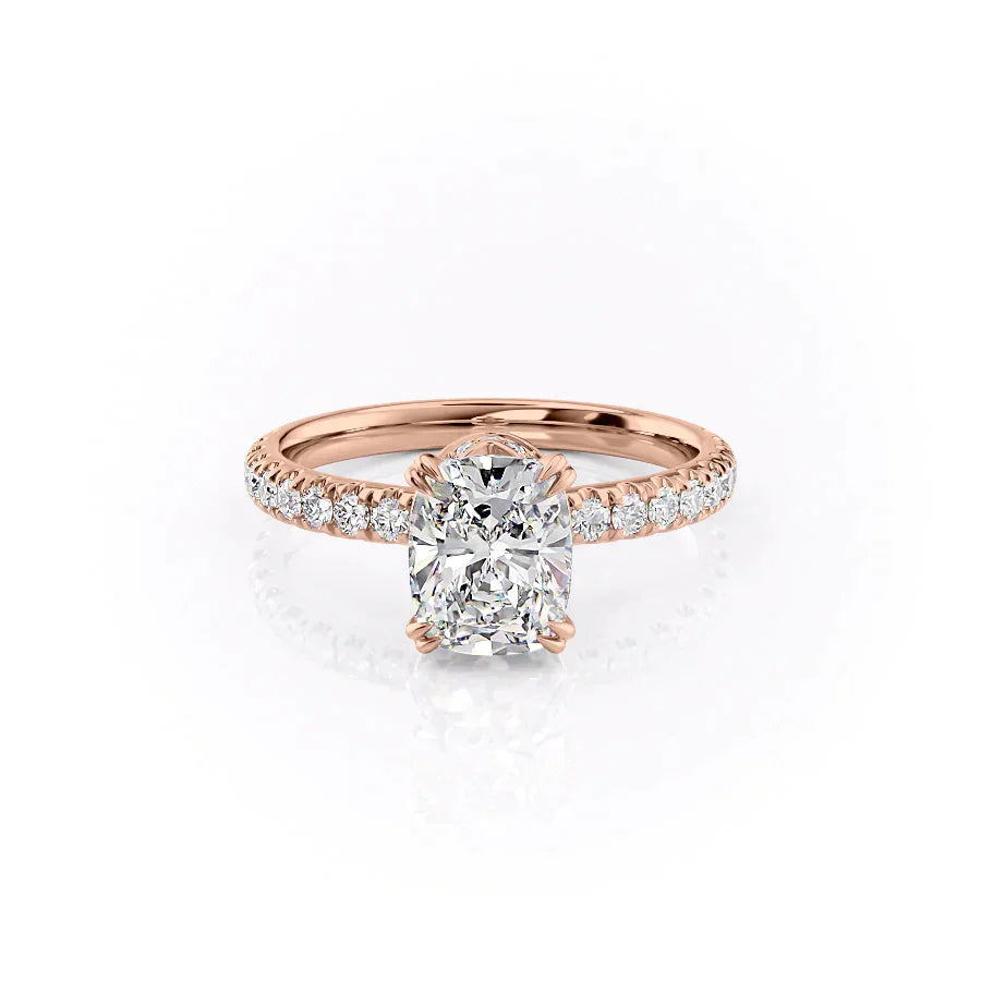 The Sofia Set With A 3.5 Carat Elongated Cushion Moissanite