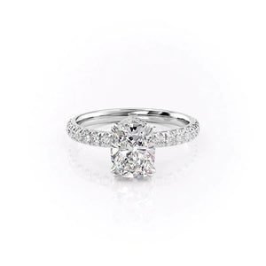 The Sofia Set With A 2.5 Carat Elongated Cushion Lab Diamond