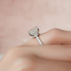 The Sofia Set With A 3.5 Carat Elongated Cushion Moissanite