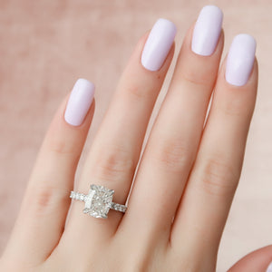 The Sofia Set With A 3.5 Carat Elongated Cushion Moissanite